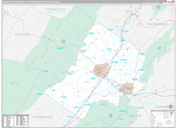 Staunton-Waynesboro Metro Area Wall Map Premium Style 2024